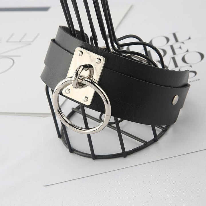 O ring PU leather adjustable choker necklace  | Festival Outfits Women
