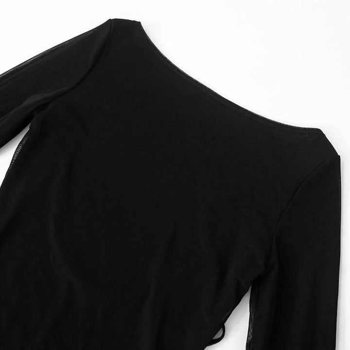 Long sleeve round neck self tie backless mini dress  | Festival Outfits Women