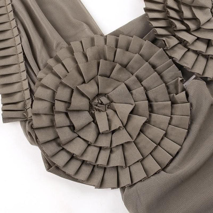Halter pleated hollow out ruched mesh backless cut out top-final-sale  | Festival Outfits Women