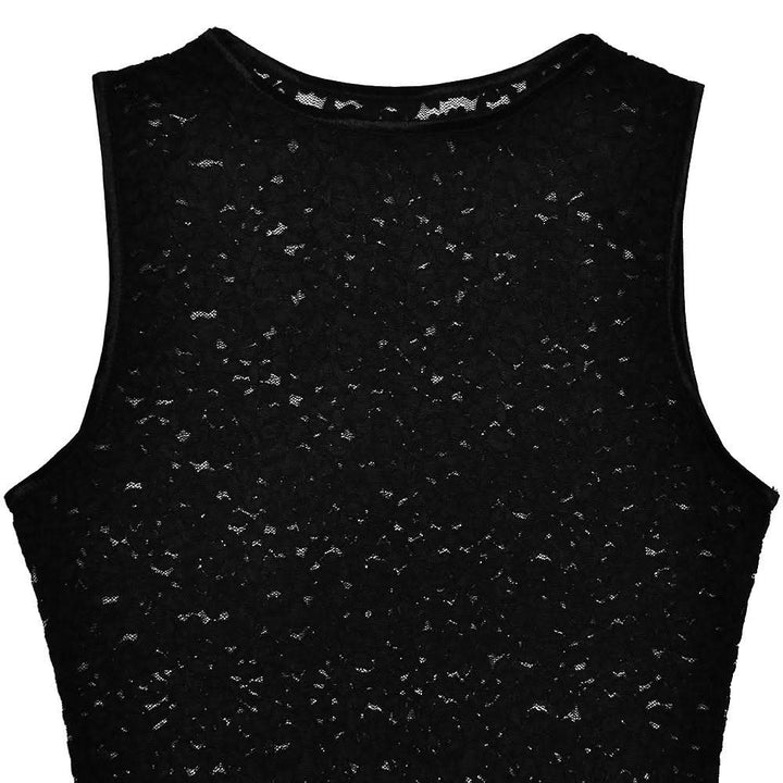 Crewneck lace sleeveless solid medium rise pant set  | Festival Outfits Women