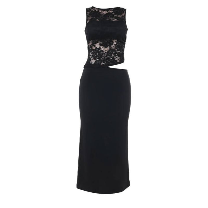 Sleeveless lace hollow out cut out maxi dress  | Festival Outfits Women