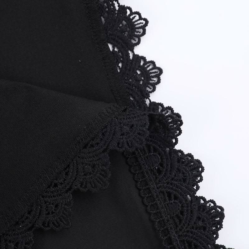 Hoodie long sleeve lace hem embroidery hollow out cut out mini dress  | Festival Outfits Women
