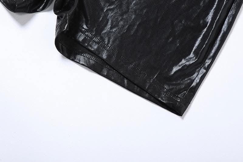 Irregular one shoulder metallic solid zip-up romper-final-sale  | Festival Outfits Women