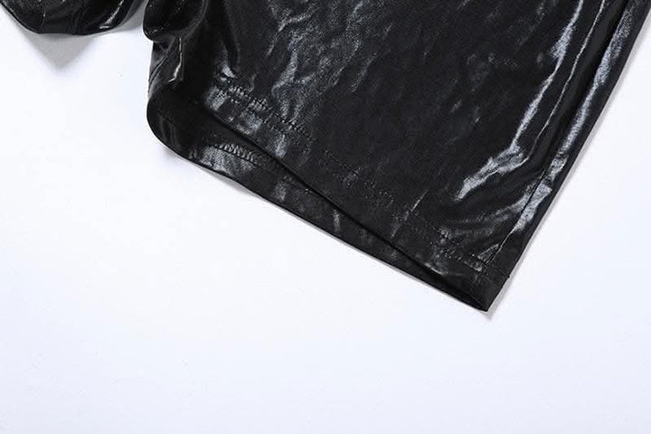 Irregular one shoulder metallic solid zip-up romper-final-sale  | Festival Outfits Women