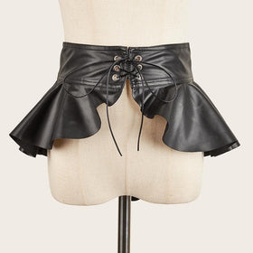 PU leather lace up ruffle corset  | Festival Outfits Women