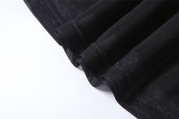 Sleeveless ruched mesh print mini dress  | Festival Outfits Women