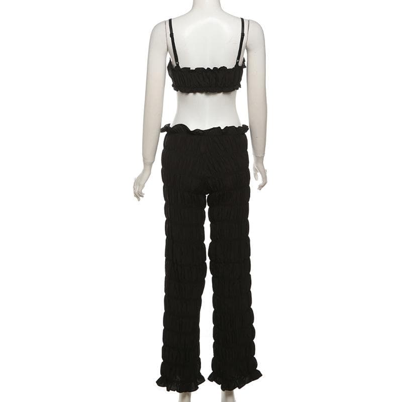 Smocked ruched low rise pant set-final-sale  | Festival Outfits Women