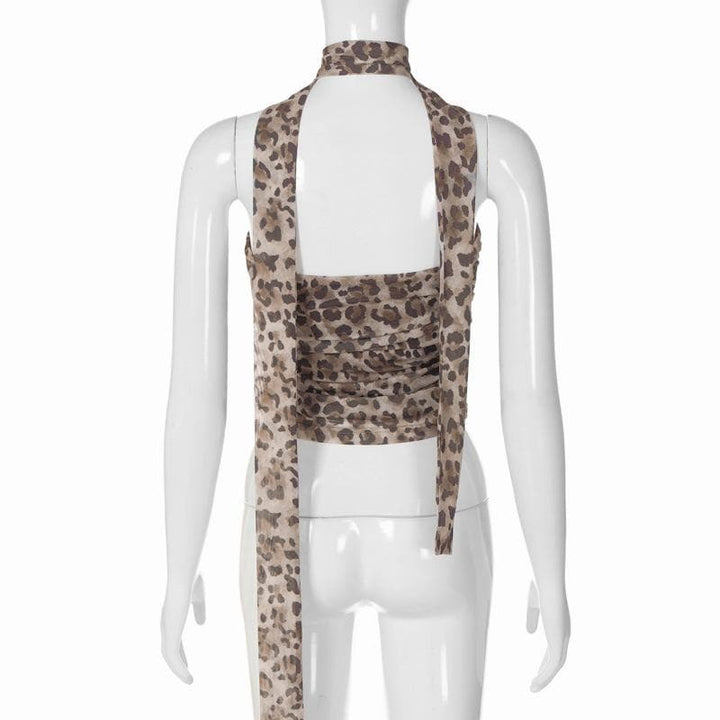 Leopard print ruched mesh 2 piece tube top  | Festival Outfits Women  | Cheetah Print Top