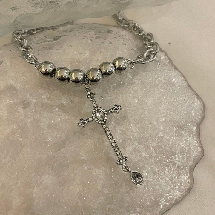 Faux pearl cross pendant necklace  | Festival Outfits Women