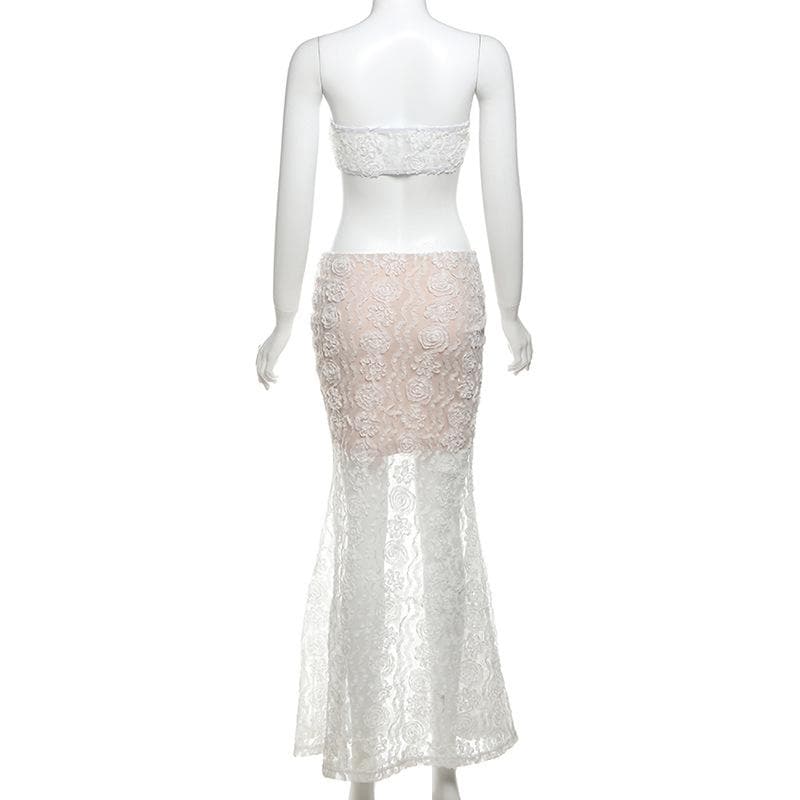 Ruched mesh tube maxi skirt set-final-sale  | Festival Outfits Women