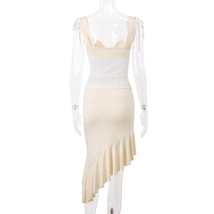 Ruffle ruched irregular solid midi skirt  | Festival Outfits Women