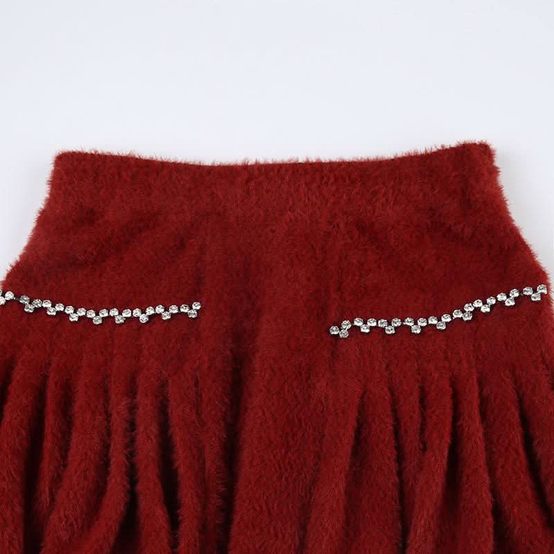 Fluffy beaded pleated mini skirt  | Festival Outfits Women