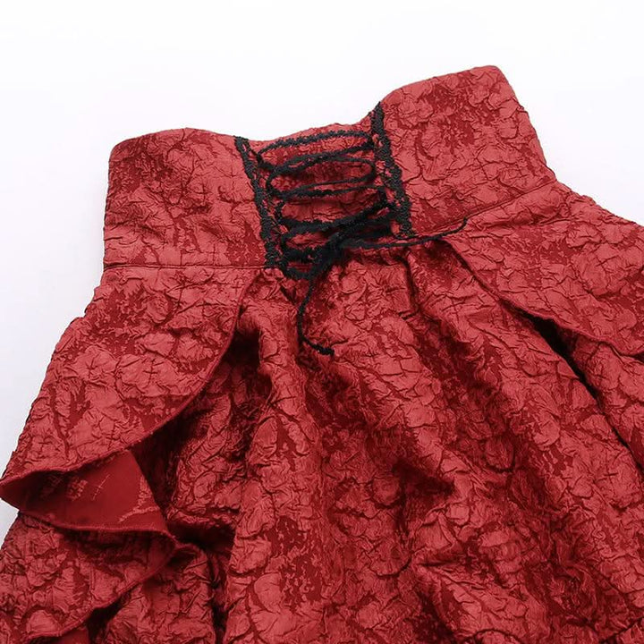 Lace up corset ruffle textured zip-up mini skirt  | Festival Outfits Women