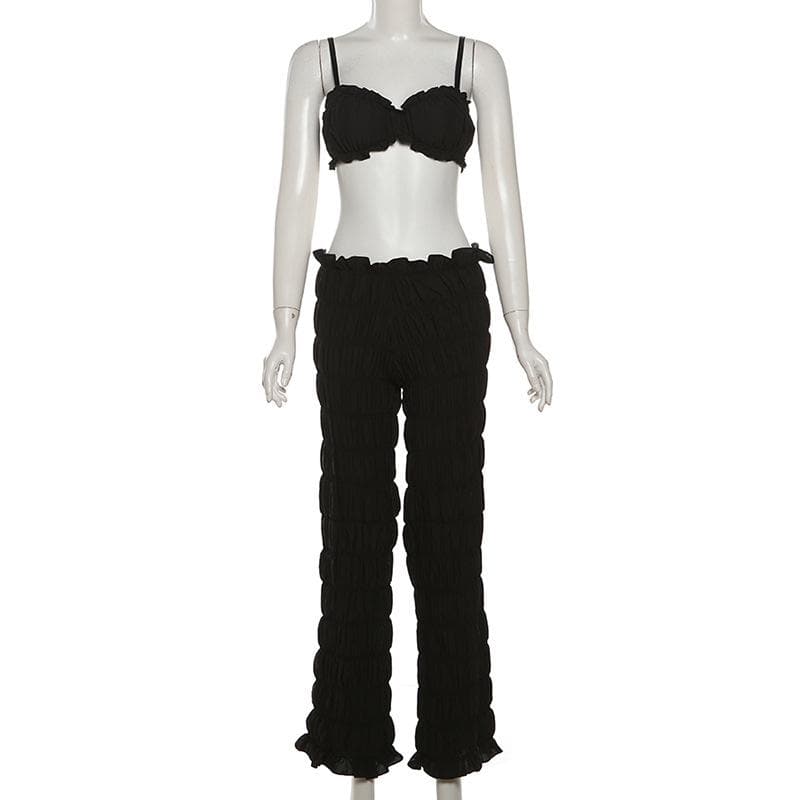 Smocked ruched low rise pant set-final-sale  | Festival Outfits Women