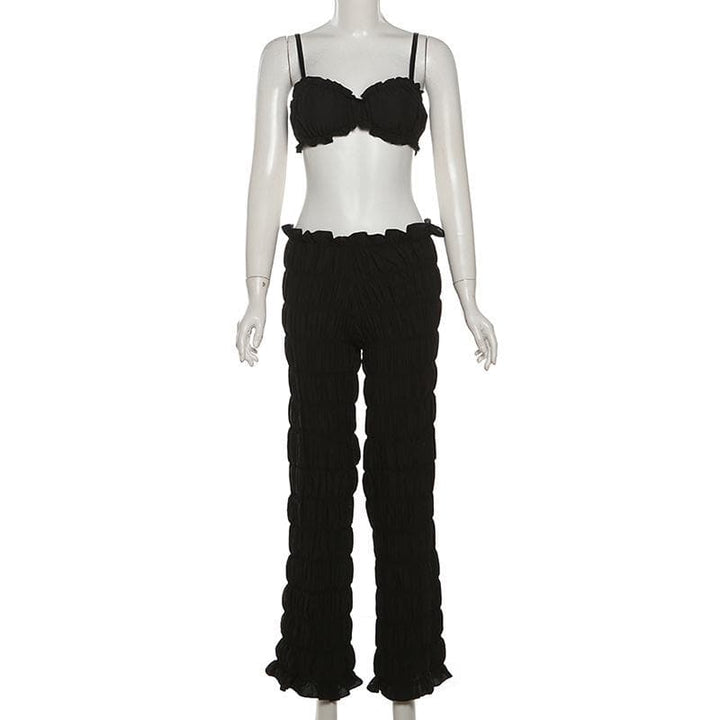 Smocked ruched low rise pant set-final-sale  | Festival Outfits Women