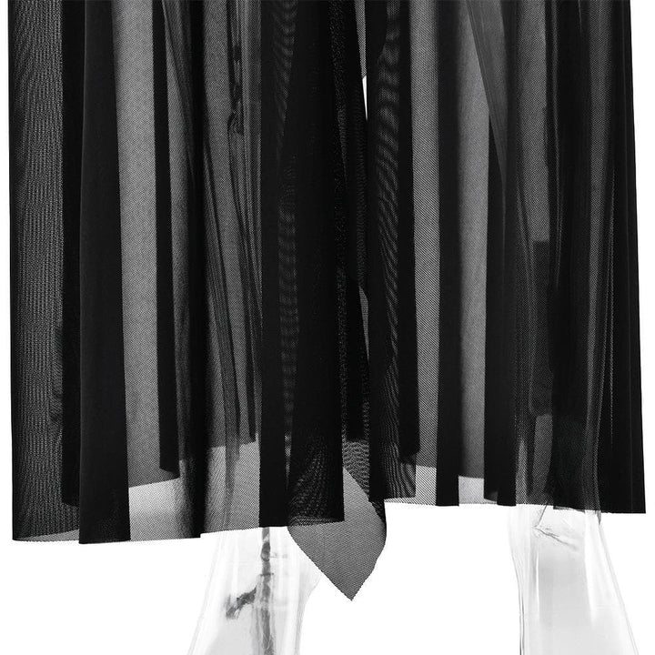 Halter patchwork mesh ruched ruffle maxi dress  | Festival Outfits Women