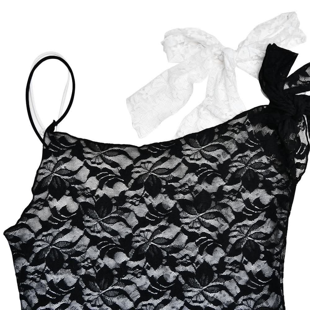 Lace contrast irregular self tie backless mini dress-final-sale  | Festival Outfits Women