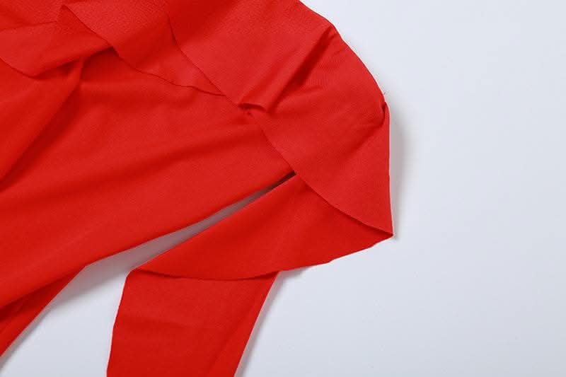 Ruffle high slit ruched irregular solid tube midi dress-final-sale  | Festival Outfits Women