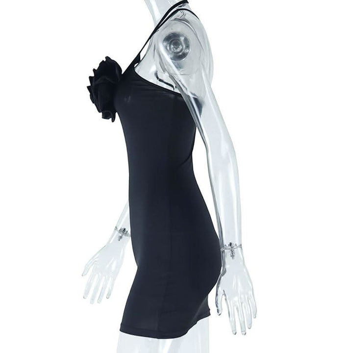 Irregular flower applique backless cami mini dress  | Festival Outfits Women