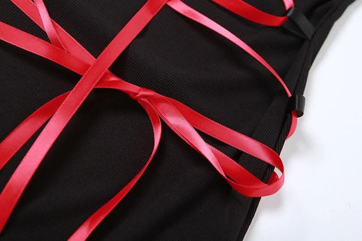 Lace up contrast lace hem bowknot backless tube mini dress-final-sale  | Festival Outfits Women