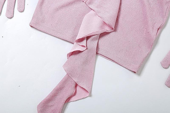 Gloves flower applique mesh patchwork ruched tube mini dress-final-sale  | Festival Outfits Women