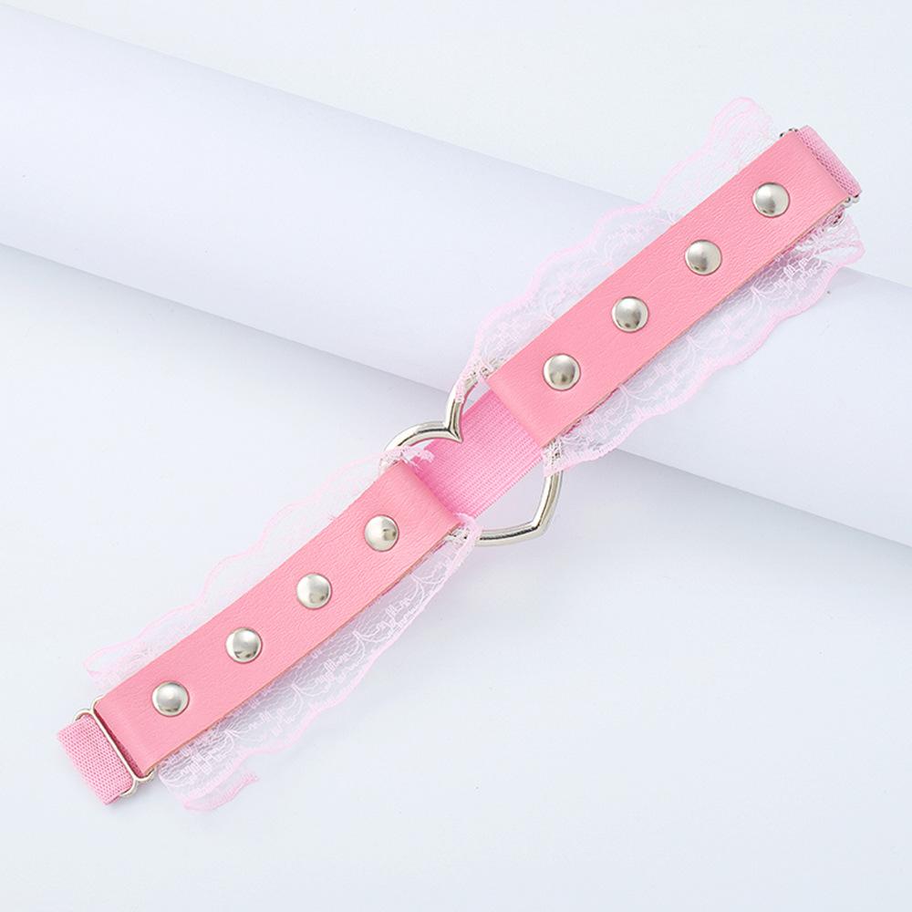 Heart decor PU leather lace hem thigh chain  | Festival Outfits Women