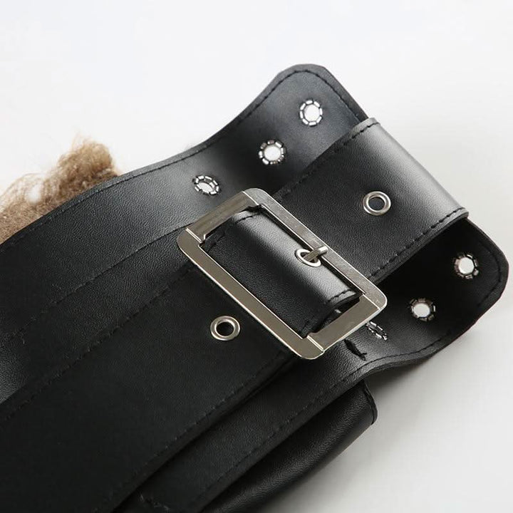 Fluffy PU leather adjustable buckle belt  | Festival Outfits Women