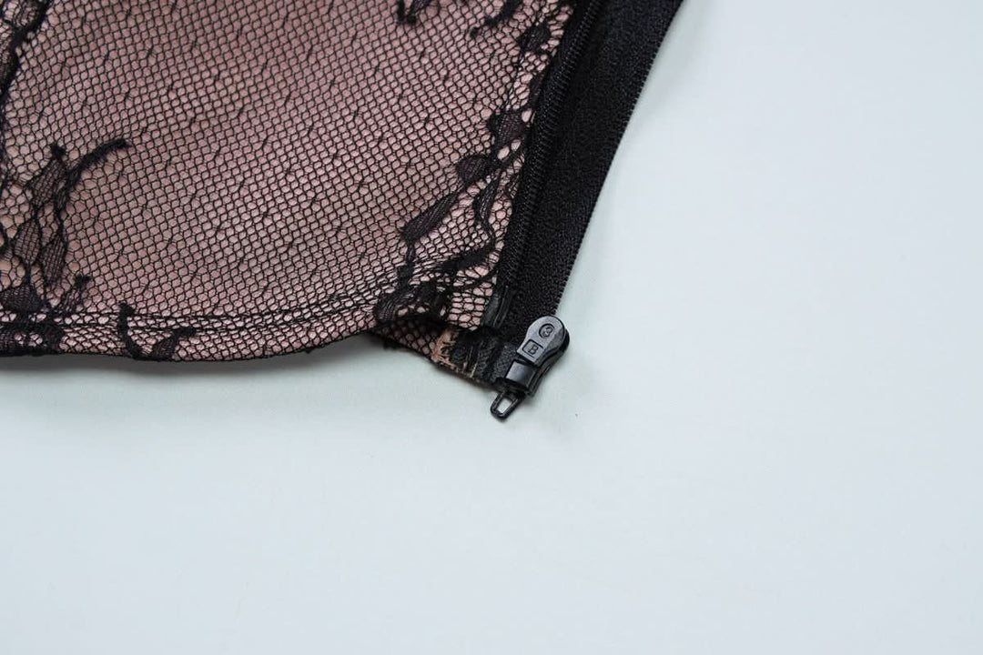 Sweetheart neck bustier lace zip-up tube top  | Festival Outfits Women