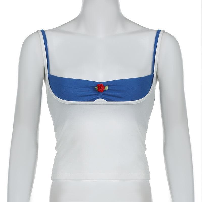 Flower applique ruched 2 piece cami top  | Festival Outfits Women