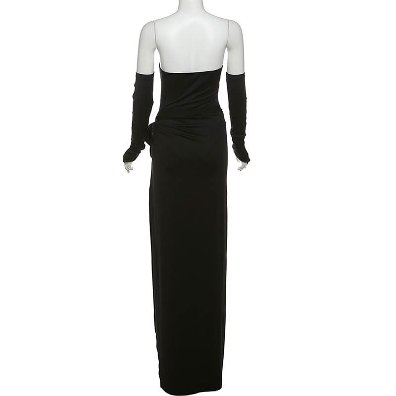 Gloves flower applique slit tube maxi skirt set  | Festival Outfits Women