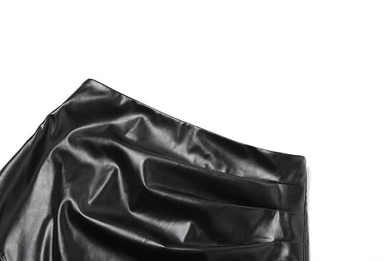 PU leather patchwork irregular midi skirt Cargo Mini Skirt  | Festival Outfits Women