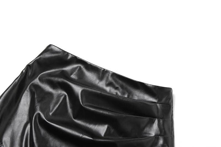 PU leather patchwork irregular midi skirt Cargo Mini Skirt  | Festival Outfits Women