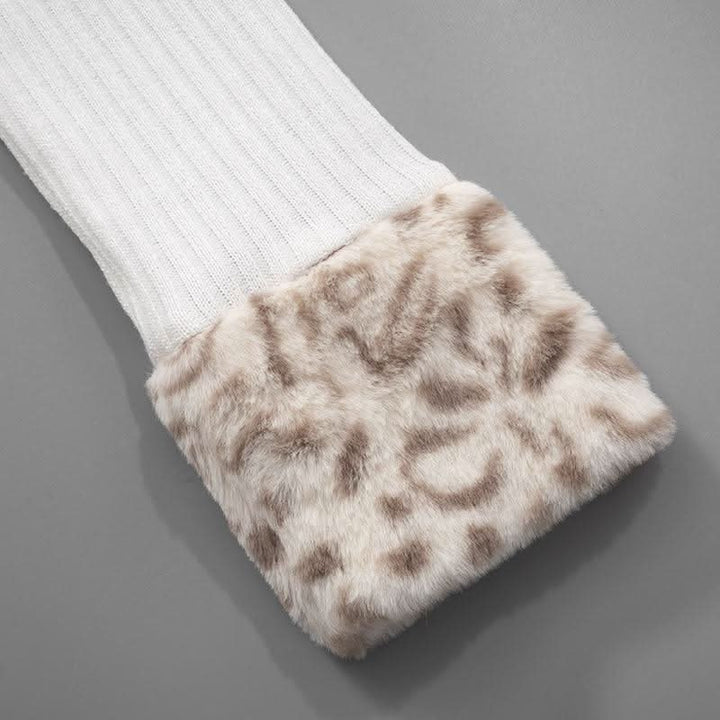 Zip-up long sleeve turnover collar leopard fluffy top  | Festival Outfits Women  | Cheetah Print Top