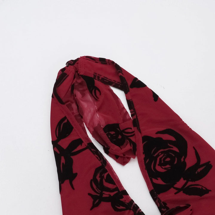 Halter v neck slit backless mesh self tie midi dress  | Festival Outfits Women-final-sale