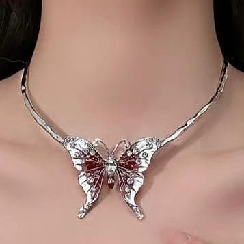 Butterfly rhinestone choker necklace  | Festival Outfits Women