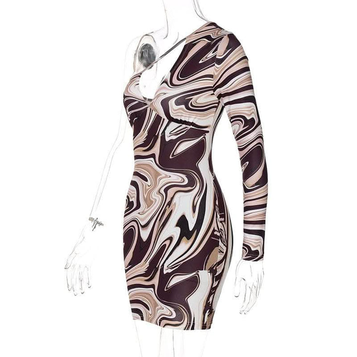One shoulder irregular ripple hollow out cut out mini dress-final-sale  | Festival Outfits Women