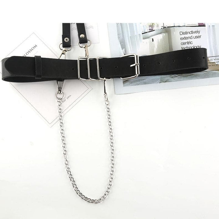 Buckle PU leather metal chain adjustable belt  | Festival Outfits Women