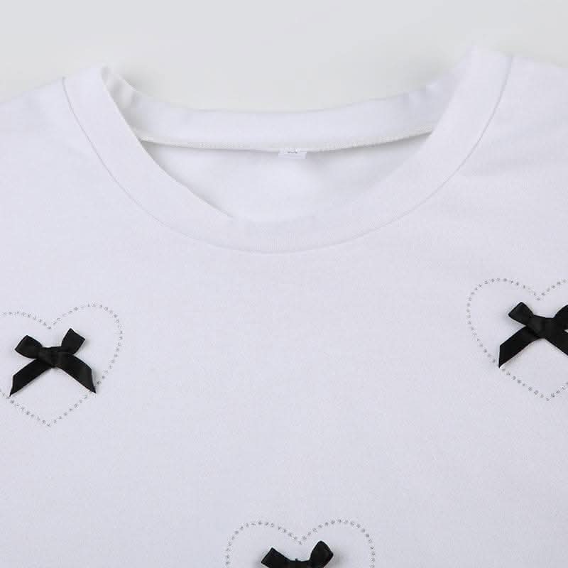 Short sleeve bowknot beaded ruched top-final-sale