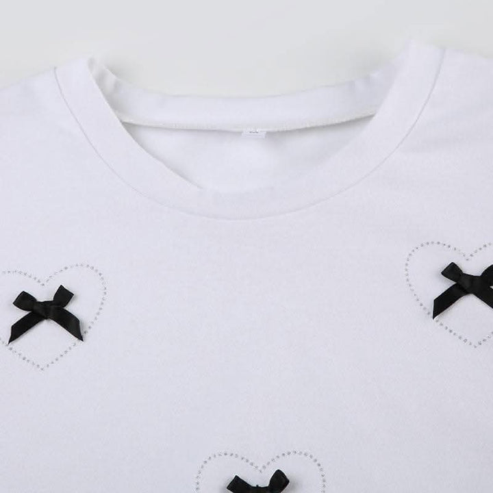 Short sleeve bowknot beaded ruched top-final-sale