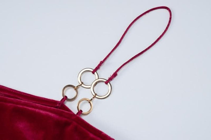 Velvet solid o ring hollow out slit backless cut out maxi dress-final-sale  | Festival Outfits Women