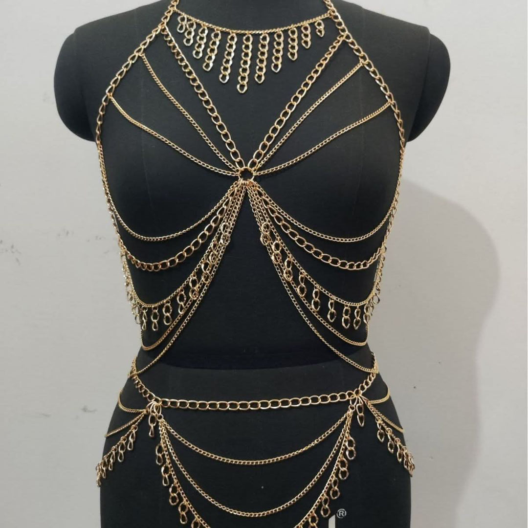 Halter metal chain hollow out cut out top  | Festival Outfits Women