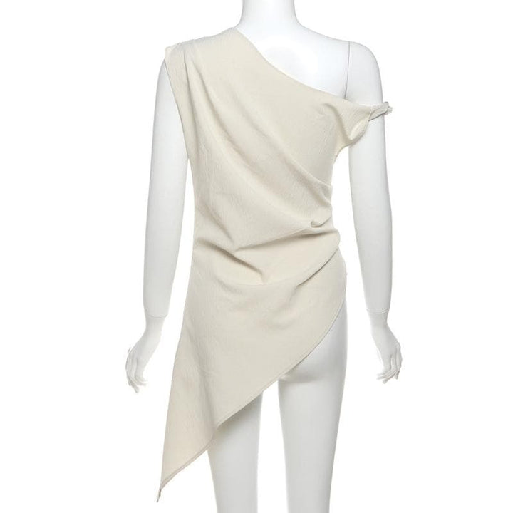 Off shoulder irregular solid zip-up top  | Festival Outfits Women