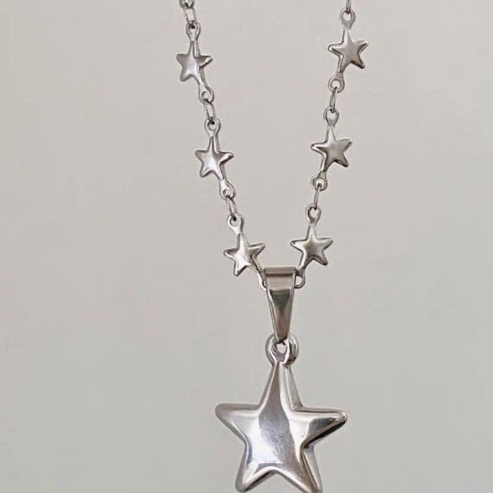 Silver star pendant metal chain necklace  | Festival Outfits Women