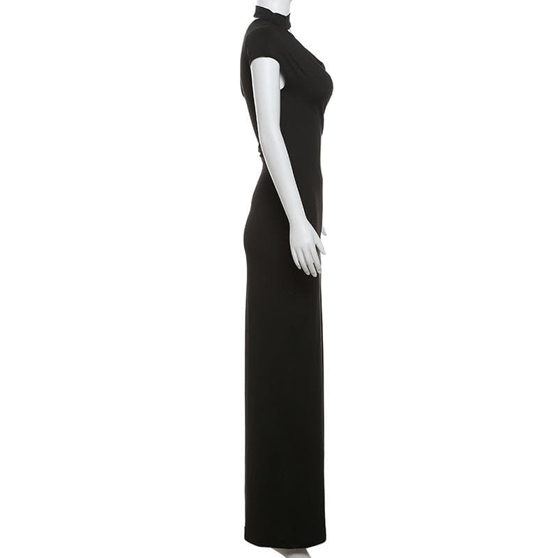 Short sleeve halter one shoulder irregular maxi dress  | Festival Outfits Women