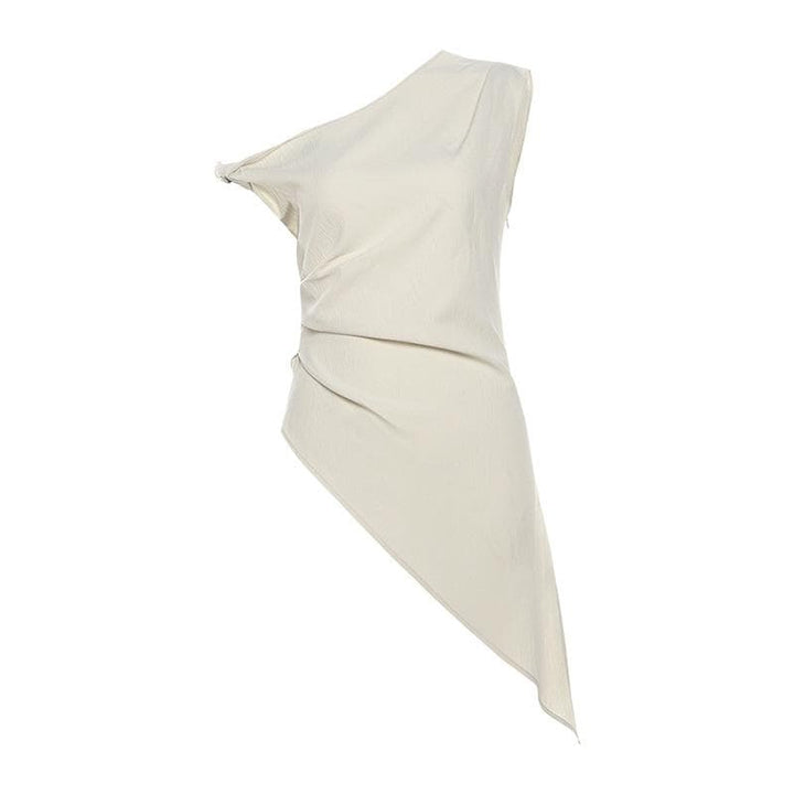 Off shoulder irregular solid zip-up top  | Festival Outfits Women
