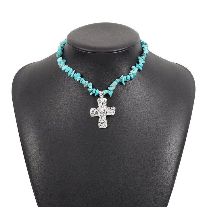Cross pendant beaded metal chain necklace  | Festival Outfits Women