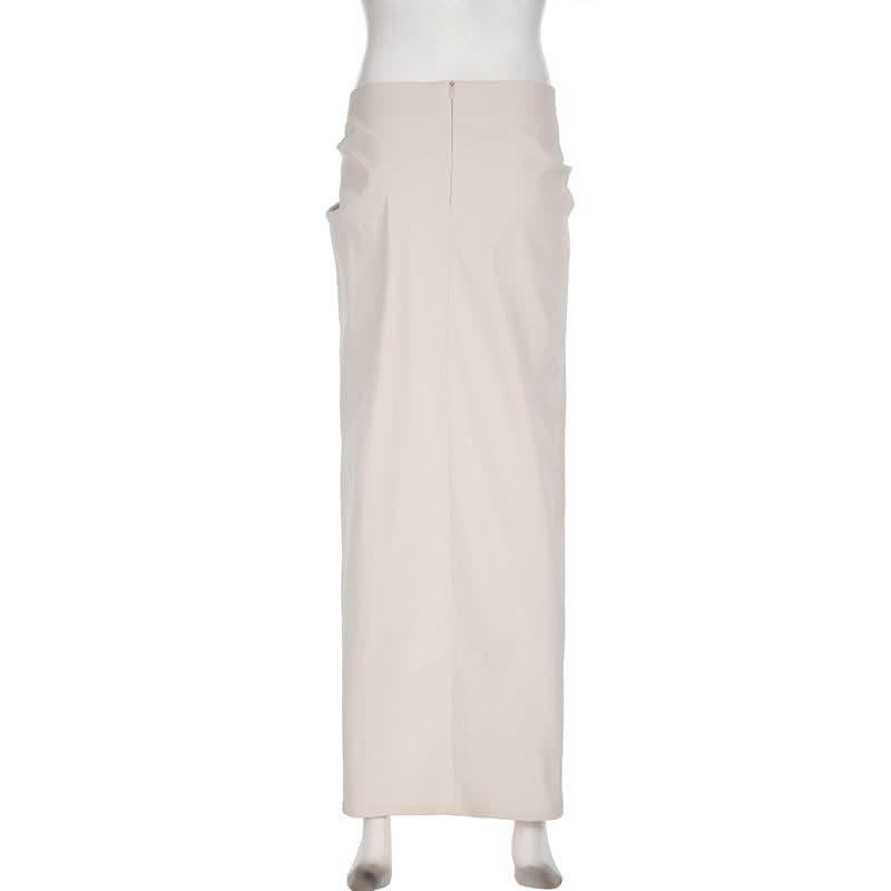 Slit zip-up solid maxi skirt  | Festival Outfits Women