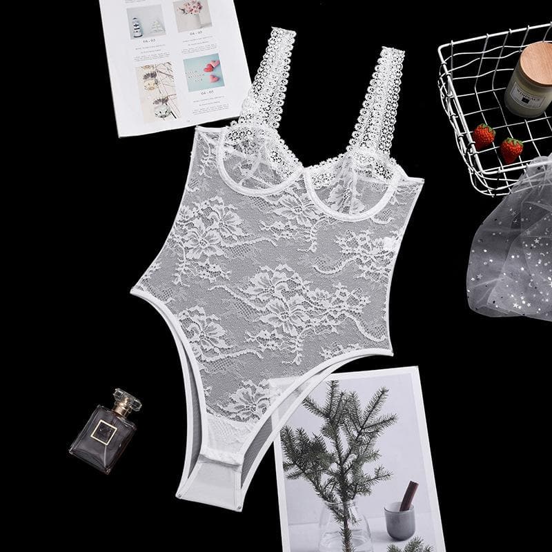 Sheer lace see through backless cami bodysuit  | Festival Outfits Women
