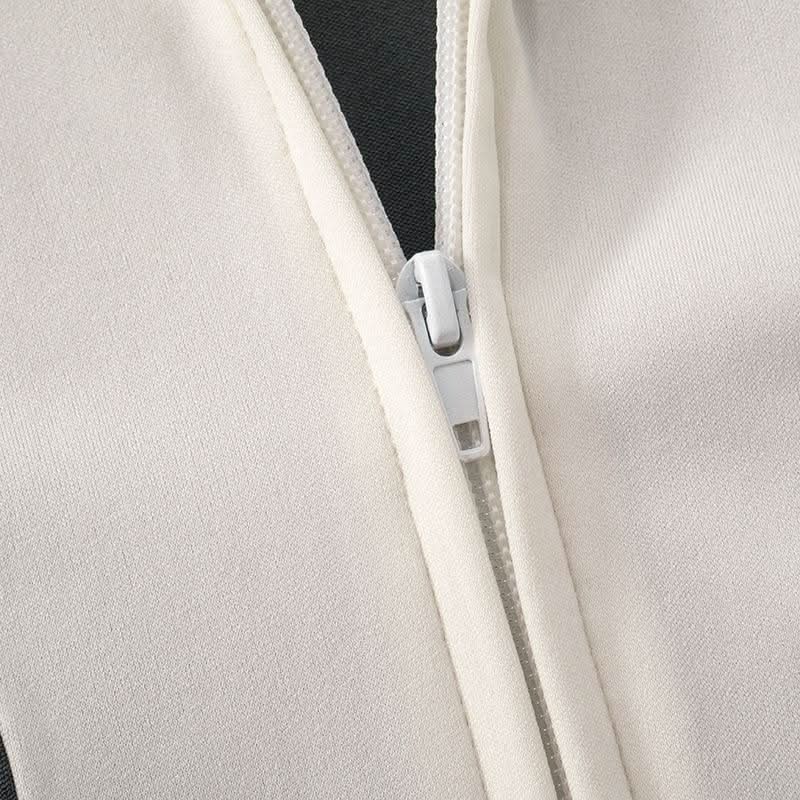 Zip-up Long sleeve drawstring low rise contrast pant set  | Festival Outfits Women