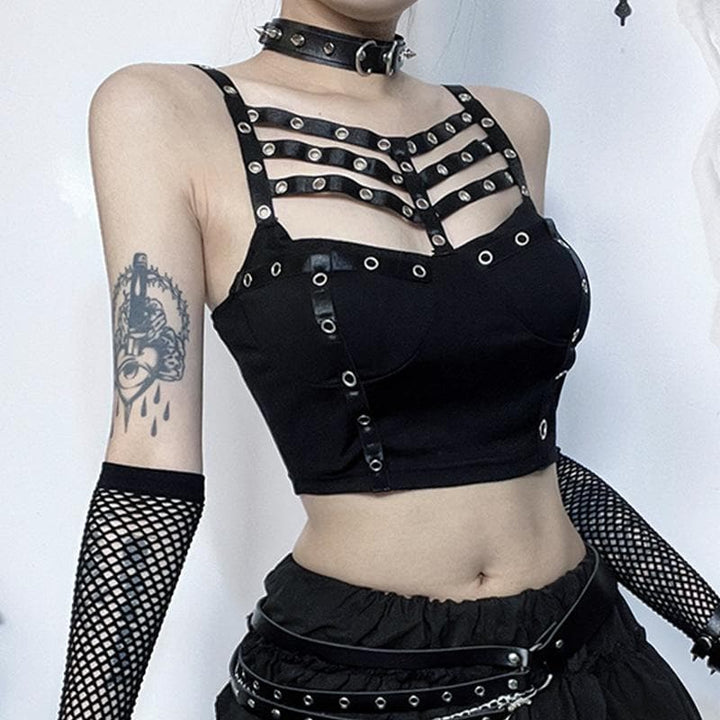 Hollow out backless solid sleeveless crop cut out top  | Festival Outfits Women